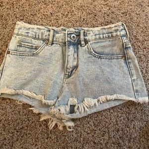 light wash denim shorts